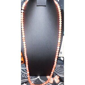 Vintage Marbled Salmon Tone Beaded Necklace